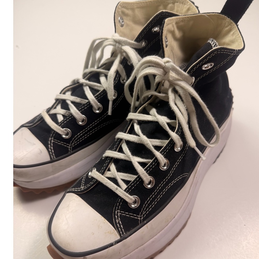 Converse Run Star Hike High Top Platform Sneakers Black White Lugged Sole